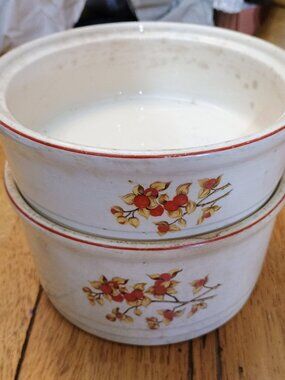 vintage Universal Cambridge Pottery stoneware casserole dishes in the Bitterswee